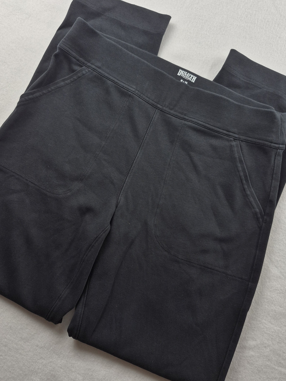 Duluth Trading Co No-Ga Pants Black M x 29 Cotton Spandex Knit Straight Leg 2093